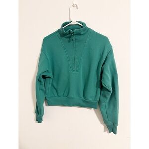 Victoria's Secret‎ Green Cotton Fleece Cropped Sweater Retro